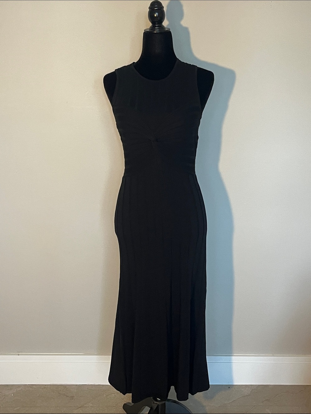 BCBG Sleeveless Black Twist-Waist Maxi Dress